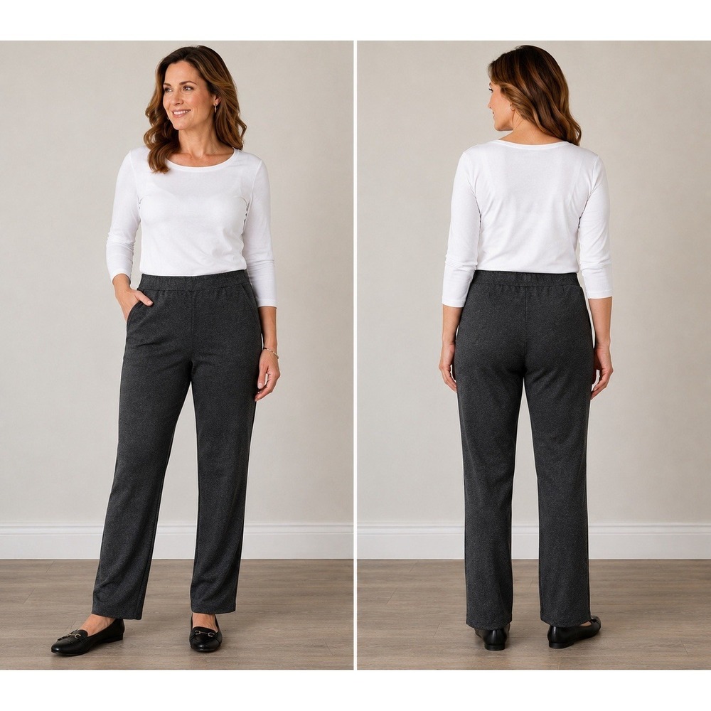 J.‎ Jill Ponte Knit Slim Leg Pants Women's Small Tall Gray Pull-On Career Casual